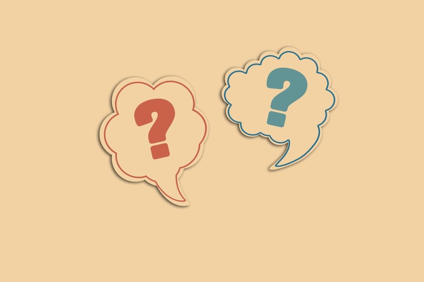 two thought bubbles with a question mark in each