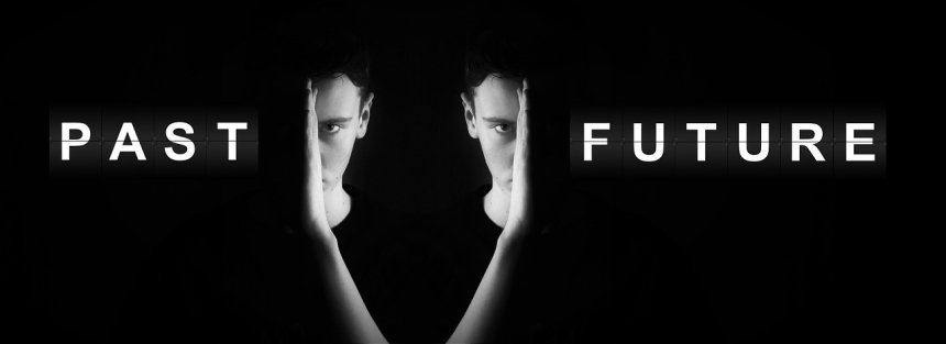 man stuck between past and future