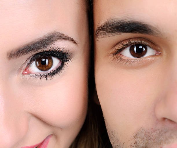 eye of lovers looking directly at the camera